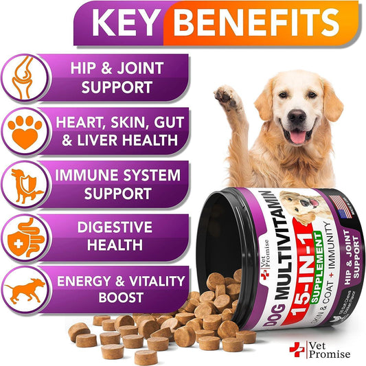 (2 Pack) Dog Multivitamin Chewable with Glucosamine Dog Vitamins and